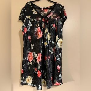 Oscar De La Renta Pink Label nightgown mumu dress size 1X floral sheer satin